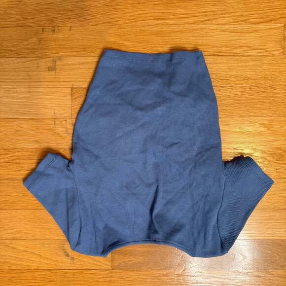 Zara Blue Ribbed Ruched Drawstring Front Crop Top - Picture 5 of 5